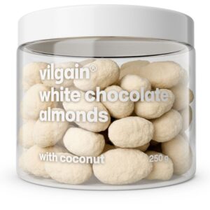 Vilgain Mandle v čokoládě –  3× bílá čokoláda posypaná kokosem 250 g