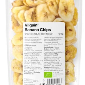 Vilgain Bananové chipsy BIO – neslazené 120 g